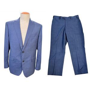 Paul Betenly Two Piece Suit 42S Jacket 36 Pants Italian Fabric Blue